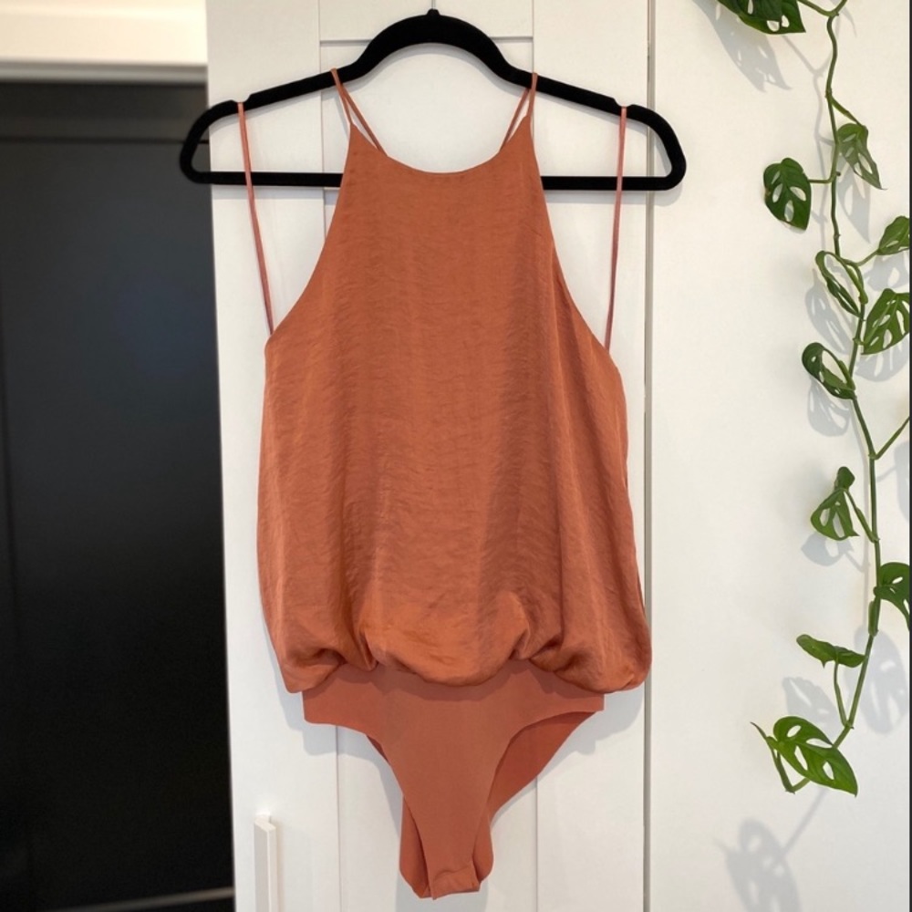 Zara Copper Satin Bodysuit